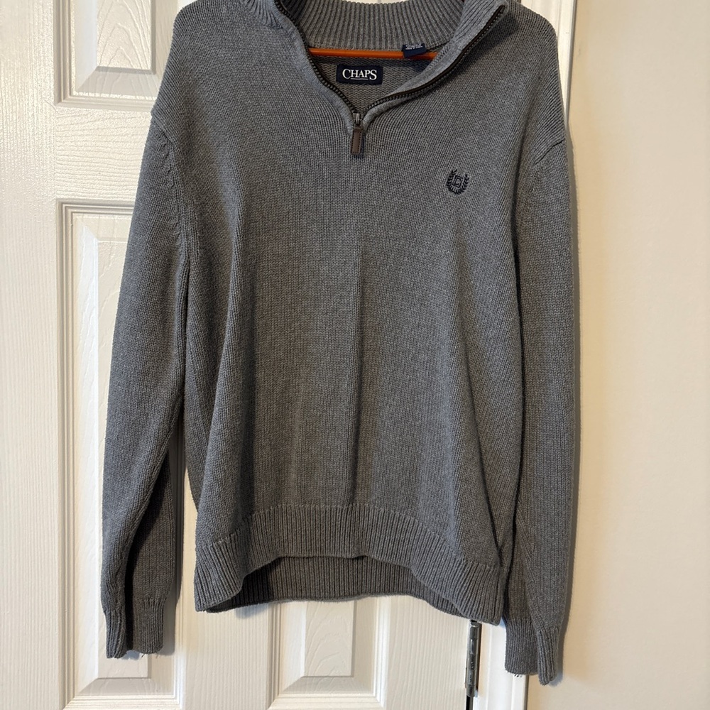 Chaps Men's Gray Zip-Up Sweater